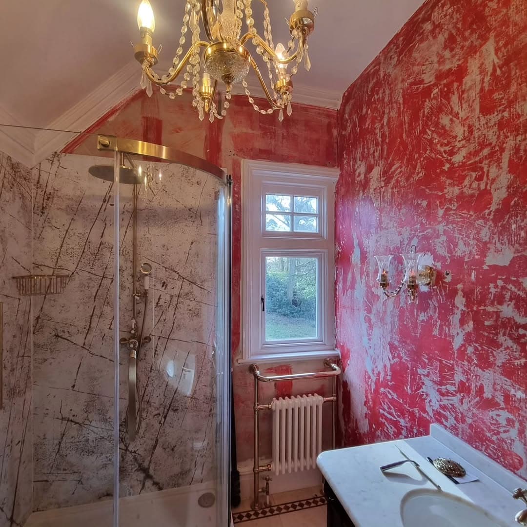 Bathroom wallpaper installation